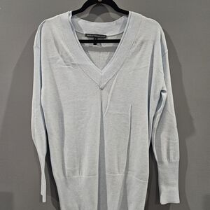 White House Black Market Light Blue Tunic V-Neck Sweater